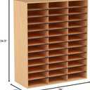 Safco Literature Organizer, 36 Compartments, Office and Classroom Mailbox with Adjustable Shelves, Wood Paper and Mail Sorter, Medium Oak, 34.5" x 29" x 12"