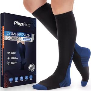 Compression Socks for Women & Men (20-30 mmHg) Support for Travel, Nurses, Pregnancy, Shin Splints, Sports and Everyday Wear L- XL Black