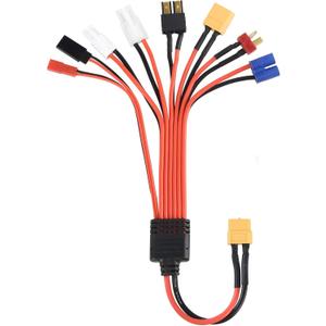 RC Lipo Battery Charger Adapter Connector Splitter Wire 8 in 1  Universal Connector to XT60/ 4.0mm Banana Plug Lead Cable for TRX, T-Plug, Futaba, Tamiya Mini, XT60, EC3, JST,Tamiya (XT60)