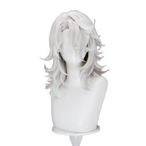 KIRA KIRA Genshin Rerir Cosplay Wig Game Genshin Rerir Wig 45cm Long Curly White Hair for Halloween Cosplay Song of the Welkin Moon