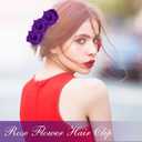 12 Pack Rose Hair Clip Flower 2.8'' Hairpin Floral Brooch Floral Hairclips Mexican Flowers Hairpin Party Supplies for Women Rose Hair Accessories Wedding Pack(Dark Purple)