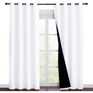NICETOWN 100% BLACKOUT curtains. 55inches wide each panel ! White color 2 panels