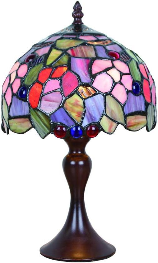 8 Inch Colorful Flower Tiffany Lamps for Living Room, Pastoral Stained Glass Night Lights Living Room for Lounge, Small Accent Reading Lamp for Bedroom