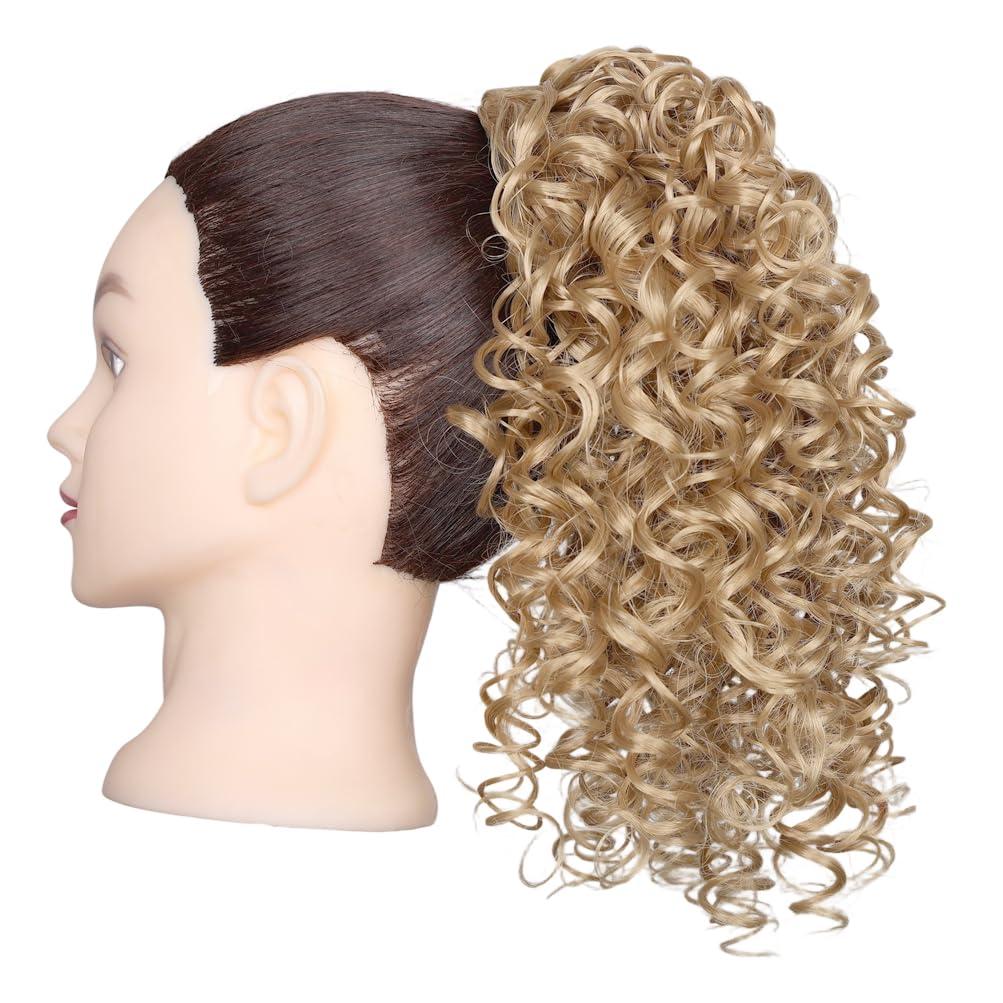 Xiaofeng Spring Curly Ponytail Hairpiece Blonde Drawstring Synthetic Ponytail Extension for Women and Girls Daily Use (27#, 12 Inches)