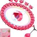 Fit Hoop Weighted Hula Pilates Circles, 32 Detachable Parts & 65-Inch Plus-Size Fit, Weight Loss Fitness Gear, Quiet Home Workout Tool (ROSY)