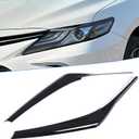 2pcs Headlight Eyelid Eyebrow Cover Compatible with Toyota Camry 2018-2024 SE XSE LE XLE Hybrid Glossy Black ABS Trim Decoration Toyota Camry Accessories