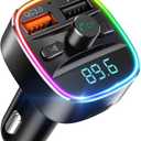 Nulaxy Bluetooth FM Transmitter, Bluetooth Car Adapter with Dual USB Charger Wireless Radio Car Kit MP3 Player Support TF Card & USB Disk, Hands-Free Calling, 7 Colors Led Backlit Light, Black