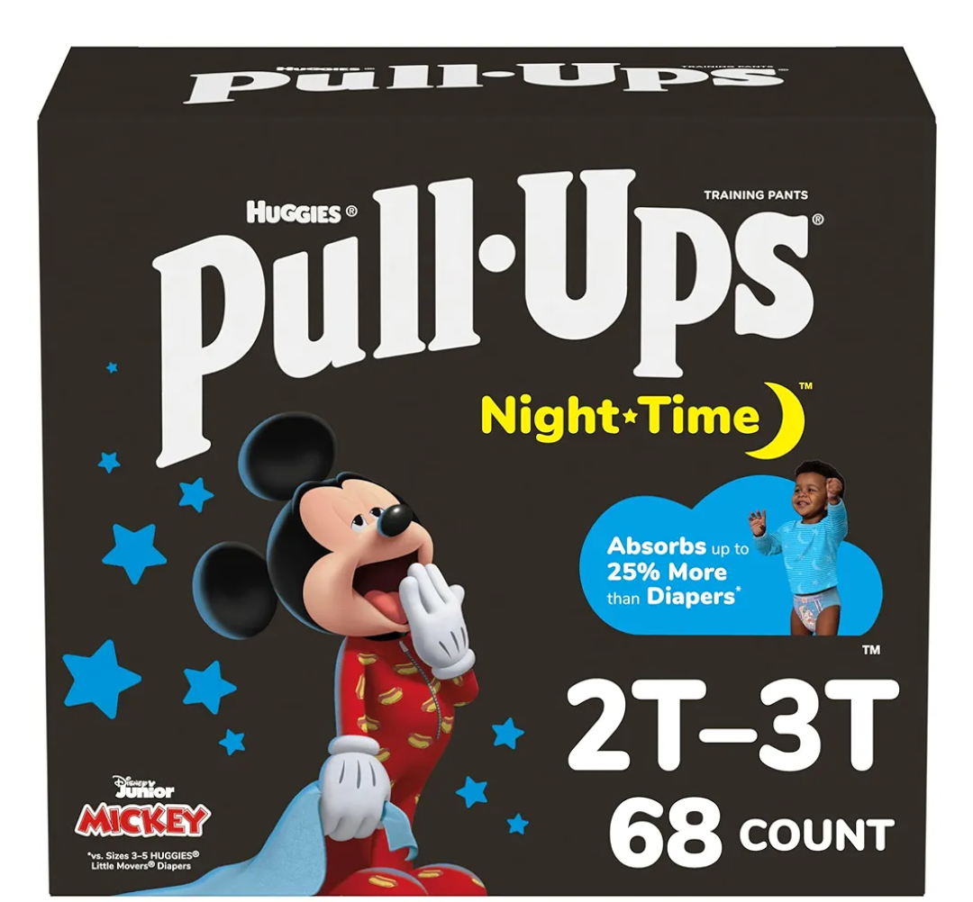 Pull-Ups Boys' Night-Time Potty Training Pants, Size 2T-3T Overnight Training Underwear (16-34 lbs), 68 Ct, 2-3 T