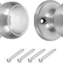 PATIKIL 2 Pcs Dummy Door Handles Round Stainless Steel Knobs Non-Turning One-Half Side Knob for Interior Exterior Door, Silver