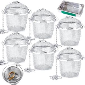 6 Pcs Ultrasonic Watch Parts Cleaner Baskets Stainless Steel Jewelry Steam Cleaner Parts Basket Mesh Ball Cleaning Small Holder with Lock Hook for Watch Cleaning Solution(Silver)
