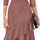 BeryLove Sequin Formal Cocktail Wedding Guest Dress Prom Sparkly Party Evening Gowns Ruffle Hi Low Midi Dresses (Medium, Blush)