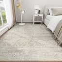 6x9 Area Rugs Washable Rug: Anti-Skid Abstract Modern Living Room Rug Soft Thin Carpets Indoor Floor Non-Shedding Carpet for Bedroom Dining Farmhouse Nursery Home Office (Beige/Light Brown, 6'x9')