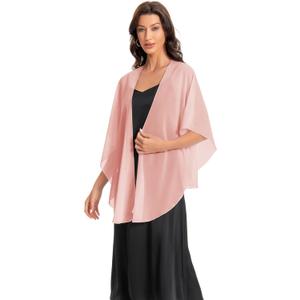Shawls and Wraps for Evening Dresses Sheer Chiffon Women Elegant Soft Silky Scarf Scarve Wedding Bridal Stole (Blush)