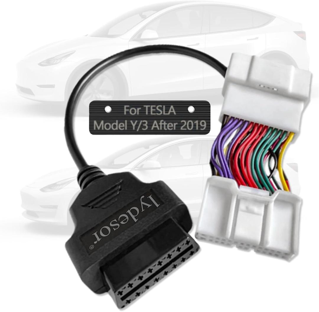 OBD2 Adapter for Tesla Model 3/Y, 26 Pin to 16 Pin OBD Diagnostic Cable Connector,26pin Adapter for Tesla Model 3 Y for 2019-Present Vehicle,Compatible with X431 Scanner and Other Code Reader