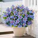 Artificial Lily Flowers 14'' for Outdoors 6 Bundles Fake Flowers Plastic Plants UV Resistant for Home Garden Spring Summer Outdoor Indoor Decorations (Blue)