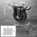 3 Inch Caster Wheels Heavy Duty with Brake, Casters Set of 4, Castors 1000 Lbs, Locking Industrial Swivel Top Plate Casters Wheels for Furniture and Workbench Cart(Two Hardware Kits Include)