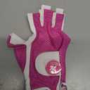 Caddy Classic Ladies Golf Glove Women | Half Finger Mesh Design for High Breathability | Premium Leather Construction for Comfortable Fit | Includes Stylish Magnetic Ball Marker, Medium, White/Pink 