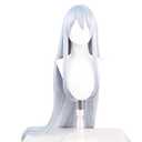 osseoca Long Silver Gray Cosplay Synthetic Hair with Long Bangs Natural Anime Halloween Carnival Party COS Ombre Wigs