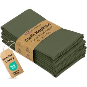 Ruvanti Cloth Napkins Set of 6, 18x18 Inches Napkins Cloth Washable, Soft, Durable, Absorbent, Cotton Blend. Table Dinner Napkins Cloth for Hotel, Lunch, Restaurant, Wedding Parties - Matine Olive