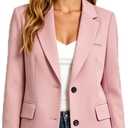 Womens Casual Blazer Open Front Long Sleeve Suit Jackets Work Office Outfits (Pink, L)