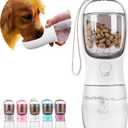 Dog Water Bottle,Portable Pet Water Bottle with Food Container,Outdoor Portable Water Dispenser for Cat,Puppy,Pets for Walking,Hiking,Travel,Puppy Essentials,Dog Stuff(10oz) (White)