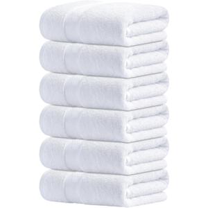 Infinitee Xclusives White Hand Towels for Bathroom - Set of 6 (16x28 inches) 600 GSM, 100% Cotton Ultra Soft, Quick Drying, Hotel Quality Hand Towel Set (Brilliant White, Hand Towels)