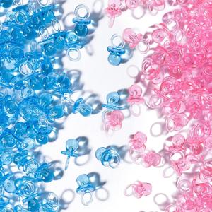 Mini Pacifiers for Baby Shower Game, 150 Plastic Pacifiers for Baby Shower Decoration, Cute Baby Shower Pacifiers, Gender Reveal Party Table Scatter/Hunt Baby Shower Game Props(75 Blue + 75 Pink)