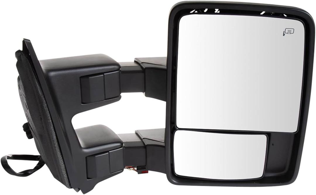 Trail Ridge Towing Side View Mirror Heated Smoked Signal Power Folding Telescoping Driver Side Left LH for Ford Super Duty Trucks (F250, F350, F450)