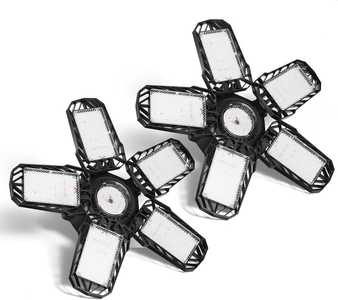 DooVii 2-Pack LED Garage Light,400 Watt Equivalent 6500K,Cool Daylight White LED Area Light,E26/E27 Medium Base,for Outdoor Factory Warehouse Barn Backyard and More,Super Bright