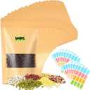 Ctosree 300 Pcs Kraft Stand up Pouches with Window 5 x 8 Inch Resealable Paper Bags with Zipper for Food Storage Reusable Heat Sealable Bag for Small Business Packaging Home