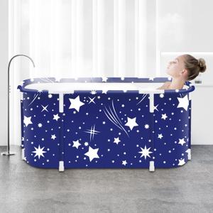 Portable Foldable Bathtub,Foldable Soaking Bathtub for Adults, Freestanding Bathtubs, Hot Bath Tub, Ice Bath, Family Bathroom SPA Tub 47.2x19.7x21.7inch (Star)