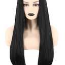 Women Wigs Black Long Straight Middle Part 28inch Cosplay Costume Hair Replacement Wigs