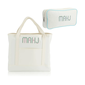 2 Pcs Embroidered Mahjong Canvas Tote (Large & Extra Large) Empty Tiles Tote Embroidered Tile Bag for Mahjong Lover Accessories Overnight