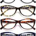 EYEURL 4 Pack Cat Eye Reading Glasses for Women Blue Light Blocking Readers Lightweight Spring Hinge Anti Eyestrain UV Fashion Eyeglasses +1.50