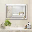 Pregaspor Frameless Bathroom Mirror - 20" x 30" Rectangular, Polished Beveled Edge for Washroom