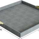 HofferRuffer Extra Large Square Serving Tray, Elegant Faux Leather Ottoman Tray with Gold Hardware Handles, Serve Tea, Coffee or Breakfast in Bed, 23.6 x 23.6 inches (Large Square)