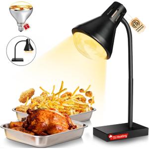 Food Heat Lamp [3S Fast & Uniform Heating] [Compact Design] Commercial Food Warmer Light, 250W Heat Lamp for Food, Warming Lamp for Parties, Buffet, Restaurant, Kitchen, Home Use (Black)