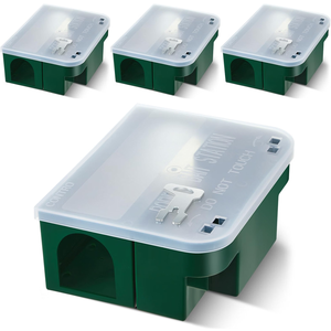 Qualirey 4 Pcs Rat Bait Station with Keys Rodent Trap Box,Clear,Green