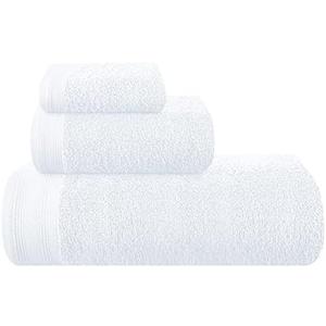 MALLONI HOME Ultra Soft 3 Pack Cotton Towel Set, Contains a Bath Towels 28x55 inch, a Hand Towels 16x24 inch & a Wash Cloths 12x12 inch, Ideal for  Everyday Use, Compact & Lightweight - White, Medium