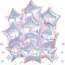 10PCS Iridescent Laser Star Foil Balloons, Transparent Laser Foil Stars Shape Balloons, 18 Inch Colorful Stars Balloon Aluminum for Birthday, Baby Shower, Wedding Party Decoration