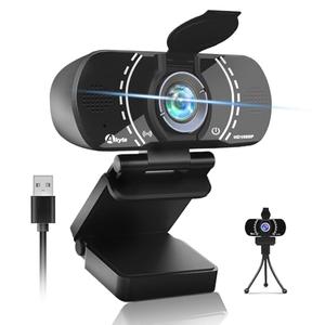 Akyta Webcam for PC, 1080P Webcam with Microphone/Tripod/Privacy Cover/Wide Angle 110°, Plug & Play USB Web Camera for Desktop Computer PC Laptop Mac Video Calling/Streaming/Zoom Conference ﻿