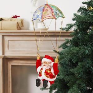 PURFUN Funny Parachute Tumbling Santa with Music, Battery Operated Electric Santa Claus Hanging Ornament Christmas Tree Pendant Decorations Holiday Christmas Party Supplies Home Decor