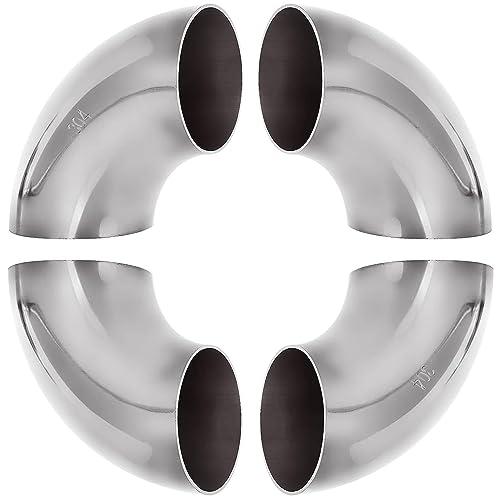 4 Pack 304 Stainless Steel Mandrel Bend Elbow, 90 Degree Exhaust Elbow Pipe, 2.5 Inch OD Mandrel Elbow, Thickness 16GA/.065" for Car Modified Exhaust Elbow Pipe, Stair Handrail, Exhaust System