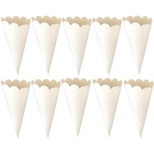 50 Pcs Paper Confetti Cones Flower Bouquet Petals Boxes Candy Holder Party Favors, White