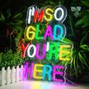 Enuoli I'm So Glad You Here Neon Sign Wall Decor Letter LED Neon Lights Light Up Signs For Kids Room Dimmable Positive Affirmation LED Neon Light Sign Home Business Wall Art Decor