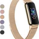 Vanjua Metal Band Compatible with Fitbit Luxe Bands, Stainless Steel Mesh Loop Adjustable Wristband Replacement Strap for Fitbit Luxe/Luxe Special Edition Fitness Tracker Women Men (Rose Gold)