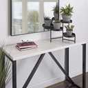 Kate and Laurel Finn Modern Tri-Level Metal Plant Stand, 7.25 x 7.25 x 10, Black, Indoor Multi-Tiered Plant Stand for Tabletop