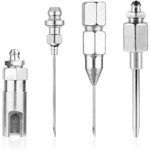 4pcs Grease Gun Needle Nozzle Kit, Grease Needle Tips Needle Point Grease Fitting Push On 90 Degree Grease Adapter Narrow Needle Dispenser Grease Injector Tool Accessory for Narrow Space & Deep Hole