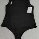 REORIA Butsmooth Womens Sexy Sleeveless Square Neck Double Lined Basic Bodysuit Tank Tops (Medium, Black)