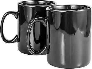 30oz Super Large Ceramic Coffee Mugs Large Handles Set of 2 (black)